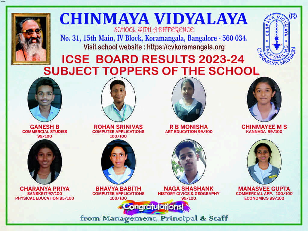 Subject Banner - Chinmaya Vidyalaya, Koramangala